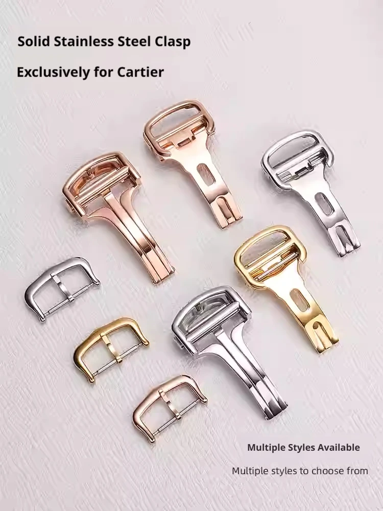 Premium quality solid stainless steel buckle for Cartier Santos Dumont Roadster Pin buckle Butterfly folding clasp Accessories