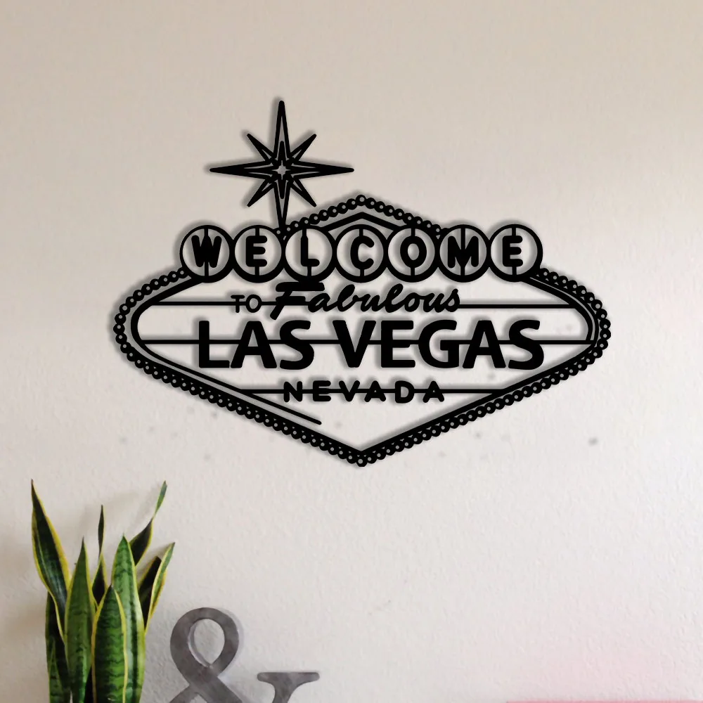 Benvenuto al favoloso Las Vegas Metal Art Sign Casino Hanging Wall Decor Living Bedroom Mancave Decoration regalo per l\'inaugurazione della casa