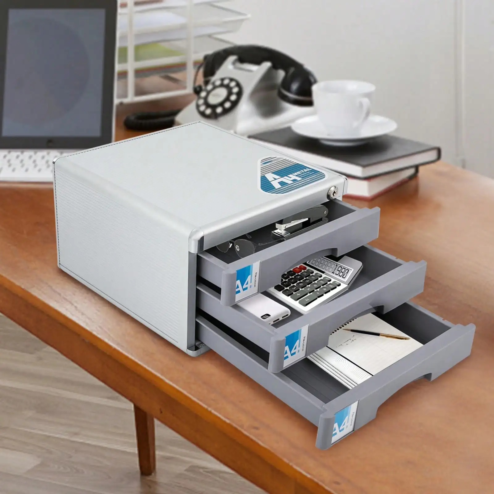 organizer-da-tavolo-con-serratura-3-5-cassetti-vassoio-per-lettere-integrato-e-slot-per-riporre-oggetti-perfetto-per-la-casa-o-l'ufficio-3-cassetti