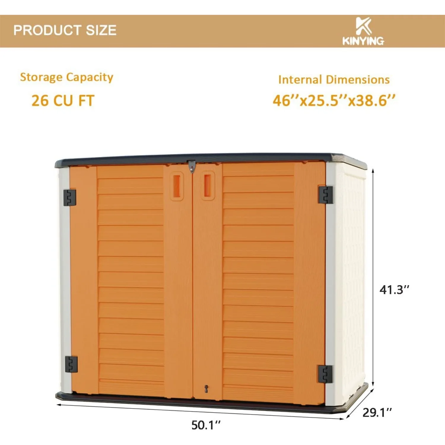 Outdoor Storage Cabinet,4 x 3.4 FT Outdoor Horizontal Storage Shed w/o Shelf,All-Weather Resin Tool Shed,Lockable,26 Cubic Feet