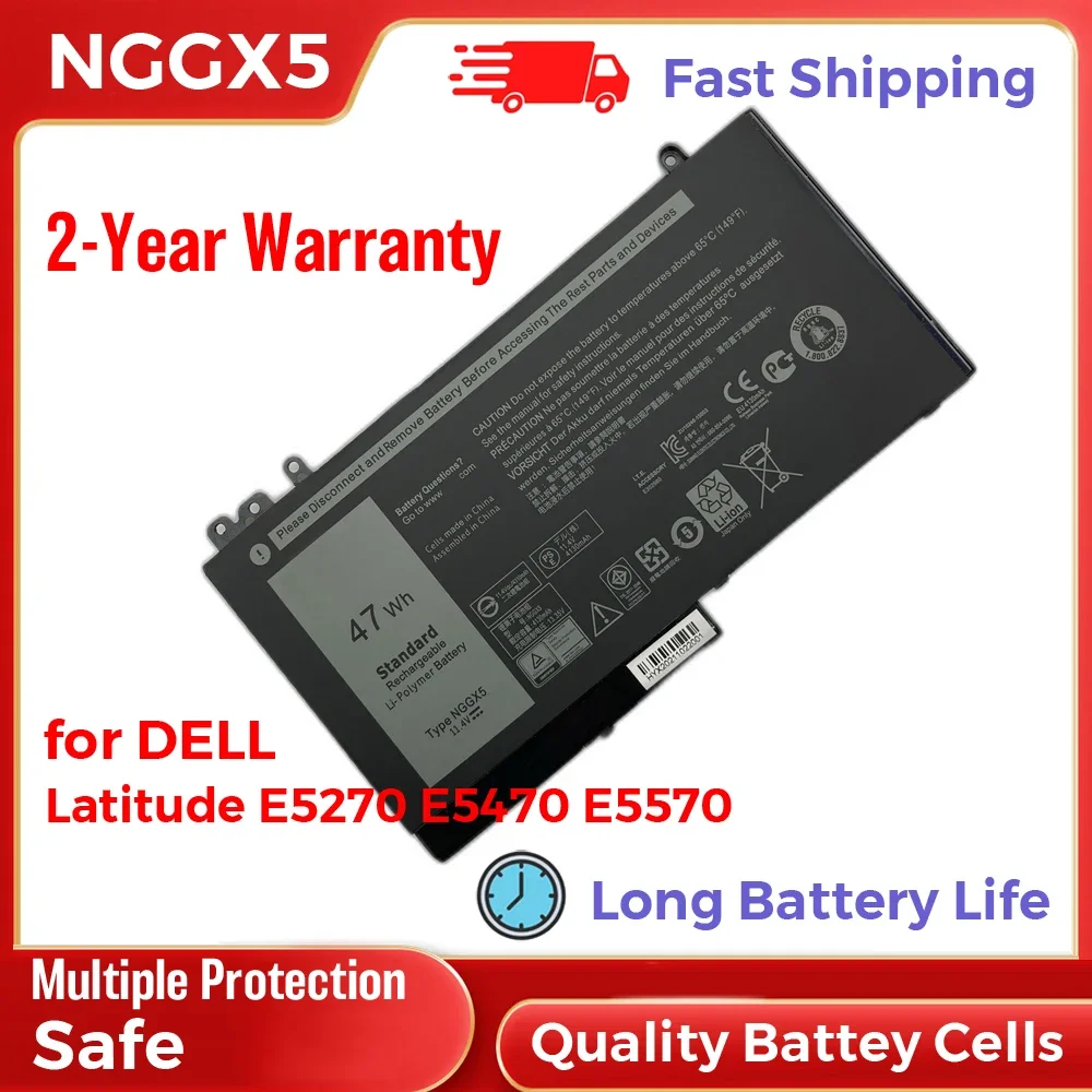 

47Wh NGGX5 Spare Backup Replacement Laptop Battery for Dell Latitude E5270 Latitude E5470 Latitude E5570 11.4V Long Battery Life