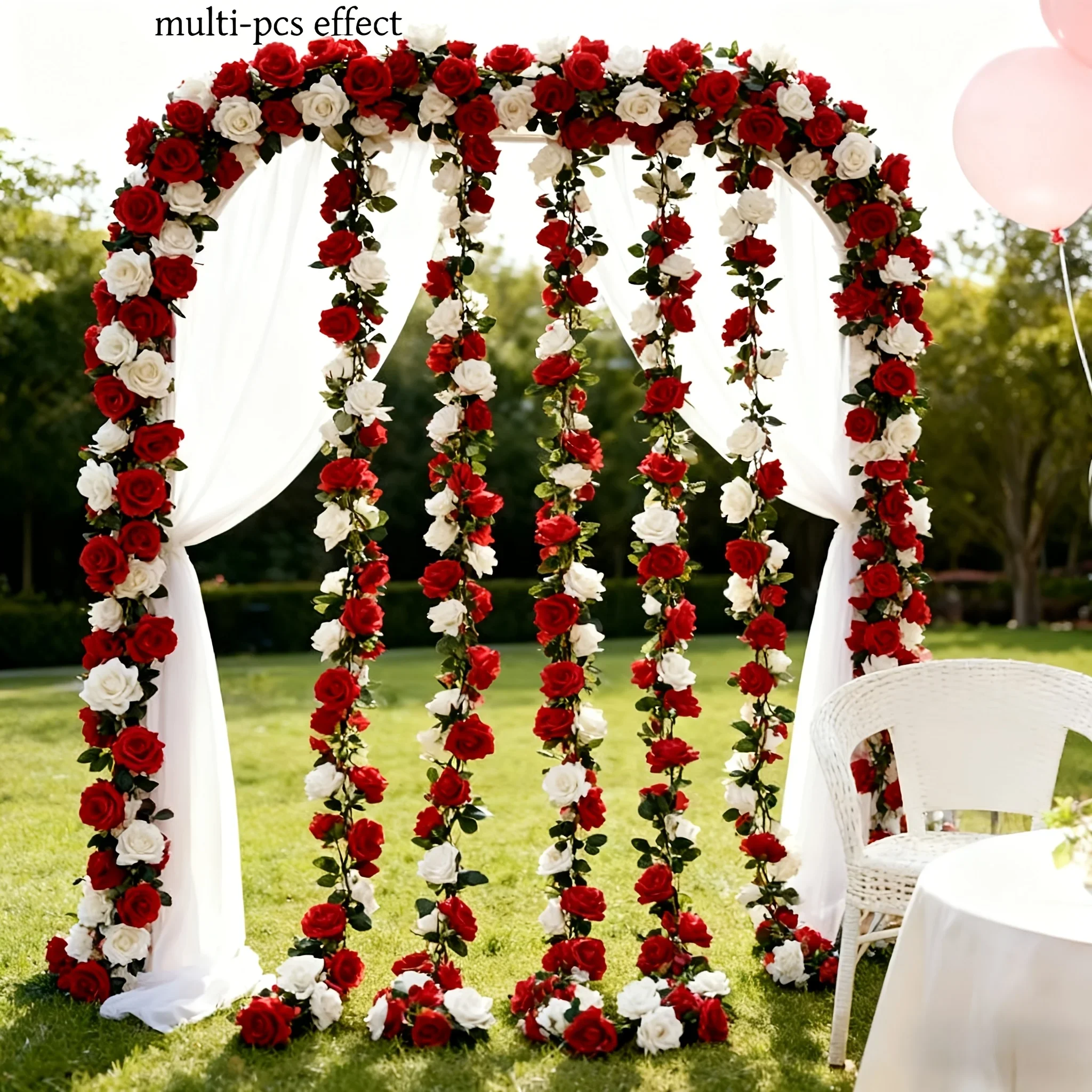 Bunte künstliche Rosengirlanden, ideal für Hochzeitsbögen, Gartenschaukeln, Treppen, Zaun-Dekoration, Innen- und Außenanwendungen. – Detail 2