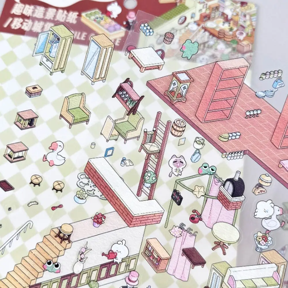 Plus Size 3D Landscaping Stickers Castle Theme Decorative Visual Stacking Sticker DIY Accessories Multi Scene Notebook Sticker