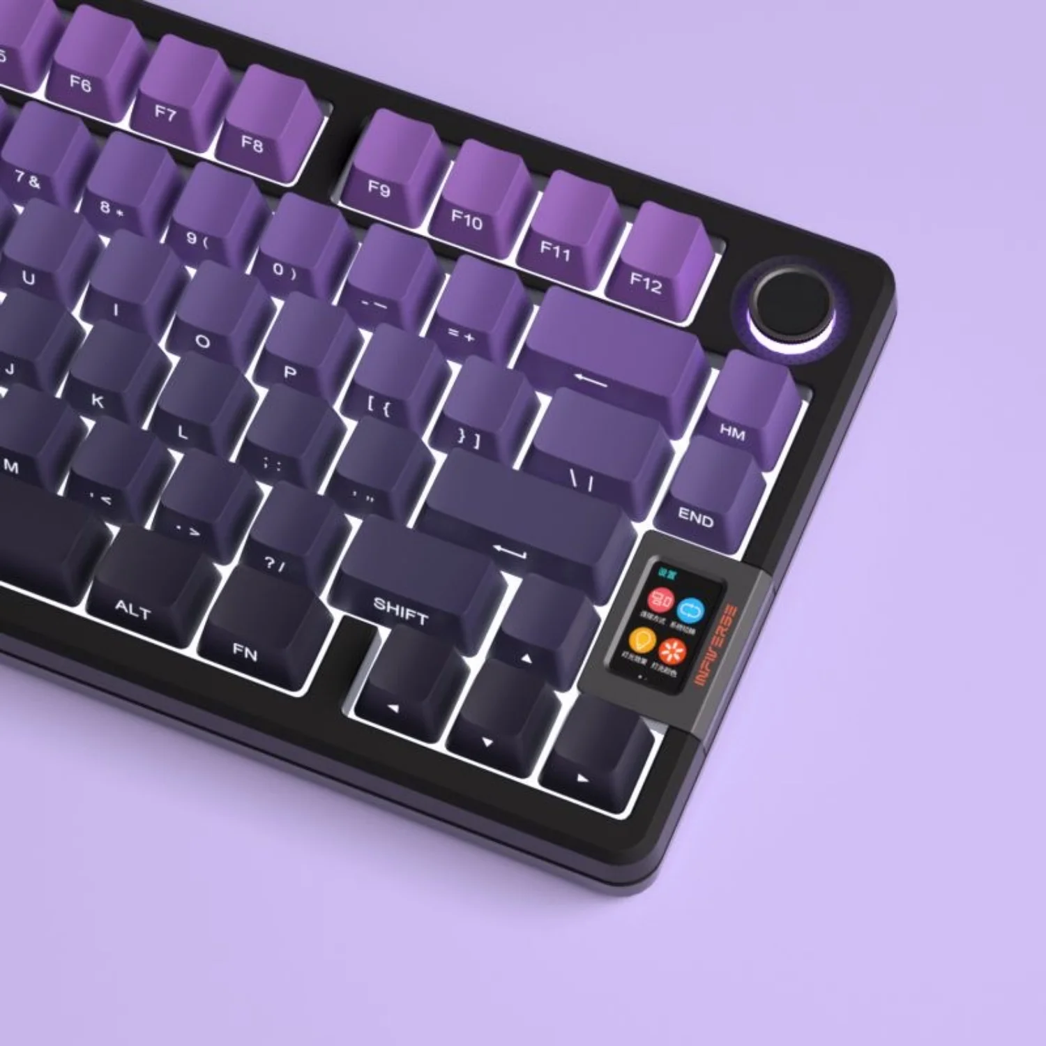 

Black Purple Side Engraved Translucent OEM Keycaps 130 Keys PBT Small Full Set Keycaps for 60/64/84/98/108 Mechanical Keyboards