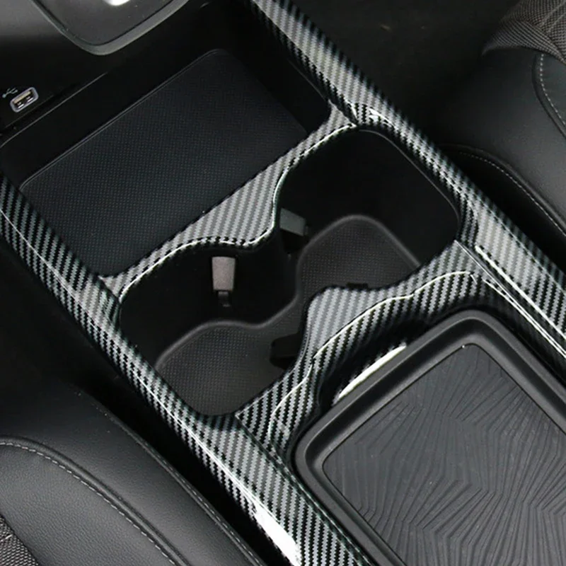 For Honda CRV CR-V 2021 2022 5th ABS Carbon Hybrid Car Front Row Water Cup Holder Panel Decoration Cover Frame Trim Accessories view 2
