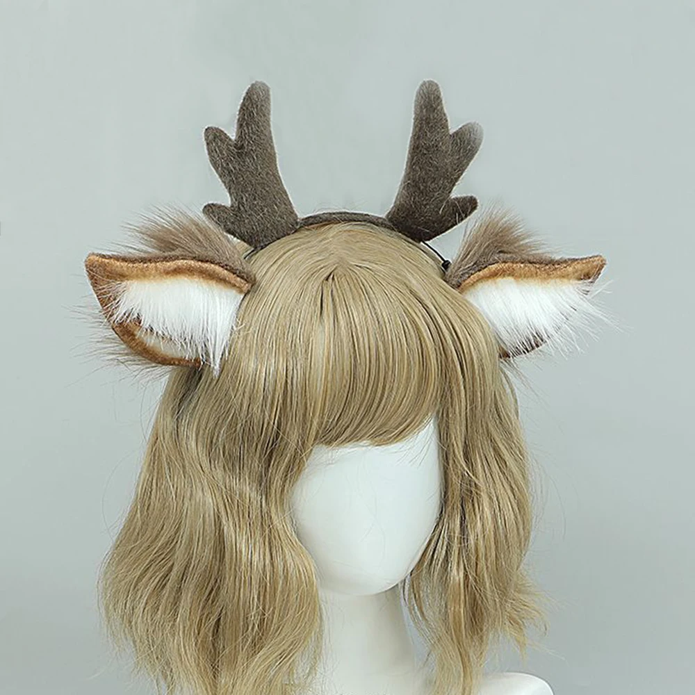 Halloween Antler Horn Hairband Women Deer Ear Headband Girls Cute Lolita Anime Masquerade Cosplay Hair Accessories Party Costume