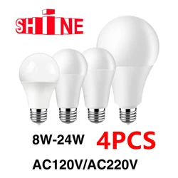 4pcs LED energy-saving bulb 8W-24W AC110V 220V no flickering warm white light E27 B22 is suitable for kitchen study