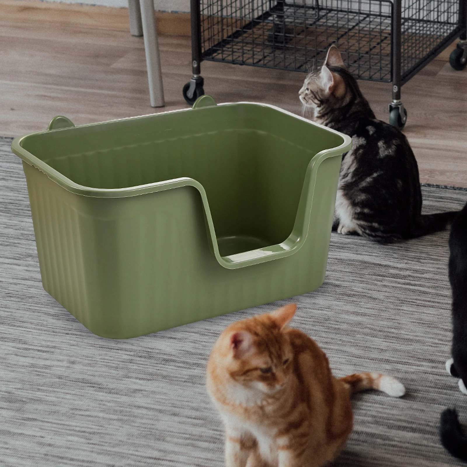 Durable Open Top Pet Litter Tray Cat Sand Box Anti Splashing Kitten Toilet Cat Litter Basin for Indoor Cats