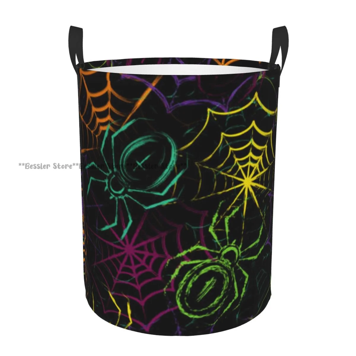 Foldable Laundry Basket for Dirty Clothes Grunge Spiders Spiderweb Storage Hamper