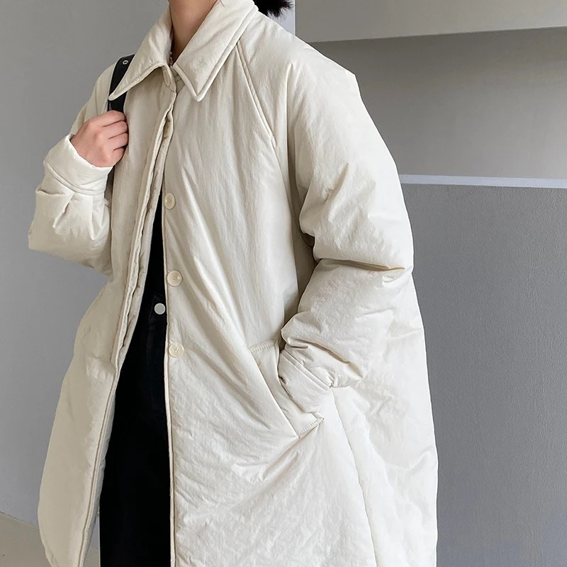 

Women's Lightweight Longline Puffer, Minimalist Oversized Coat for Early Winter Layering