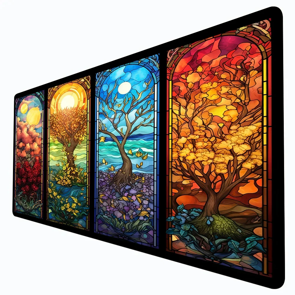 Gekleurd glas stijl landschap thema magische speelmat pc accessoires bureaumat Gaming Mat MTG Speelmat geschikt voor spelbijeenkomst