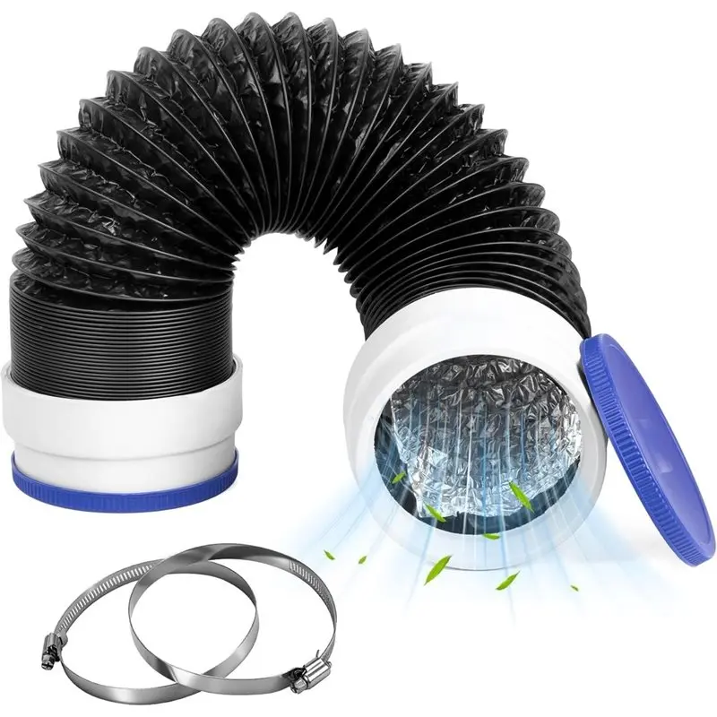 PHFU-4Inch Flexible Dryer Vent Hose,6-Layer Thickness, Rubber Seals Connectors, 2 Clamps, For Tight Spaces
