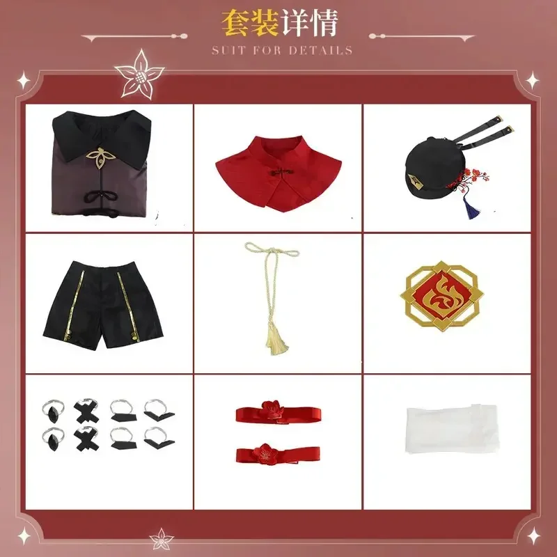 Game Genshin Impact Hutao Cosplay Costume Uniform Wig Chinese Style Halloween Carnival Party Costumes for Women Game Hu Tao