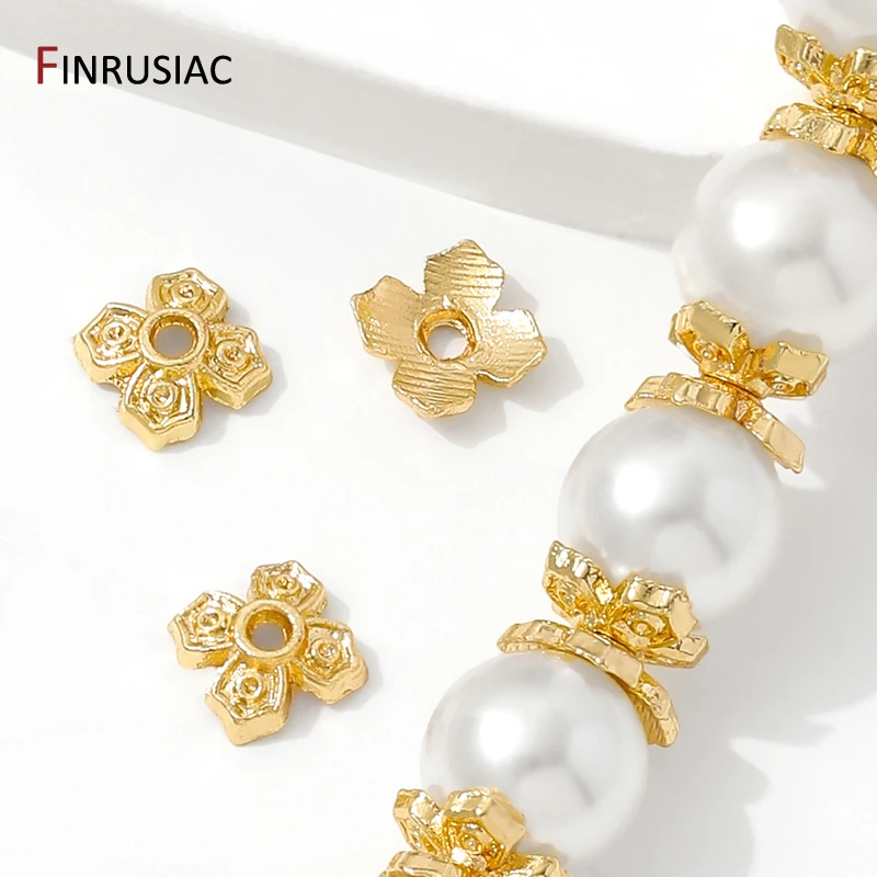 14K Gold Plated Brass Round Flower Bead Caps,End Caps For Jewelry,DIY Bracelet Necklace Making Accessories,Supplies For Jewelry view 3