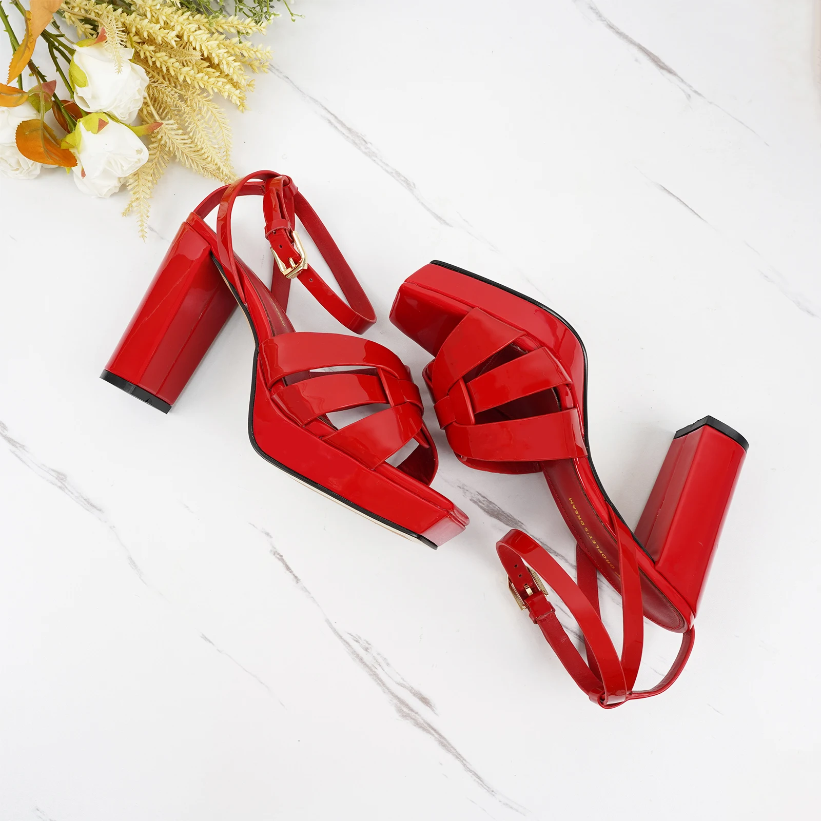 Size 35-44: Summer Elegant Sandals, Genuine Leather Square Head, Open Toe Style Banquet Shoes, 10CM Sexy High Heels