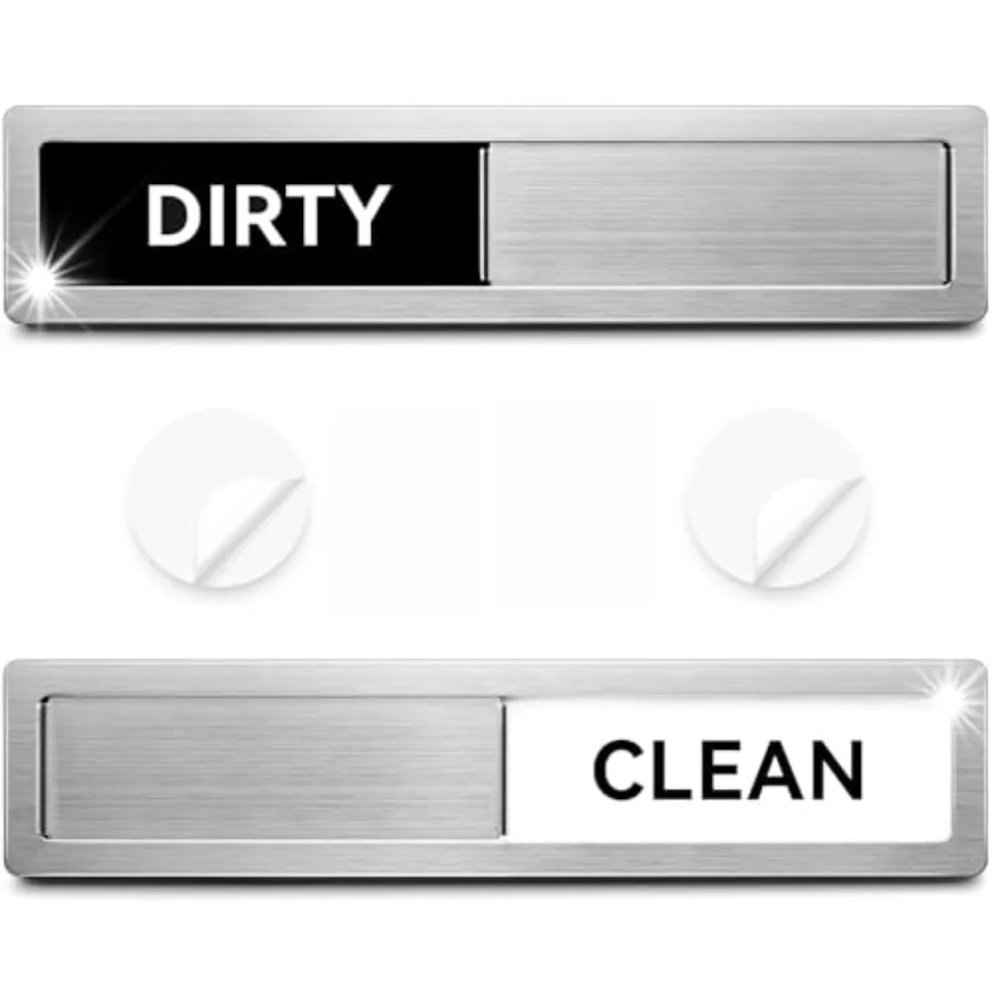 

Dishwasher Magnet Clean Dirty Sign Stainless Steel NonScratch Strong Magnet Extra Adhesive Options Easy to Slide and Read Tells