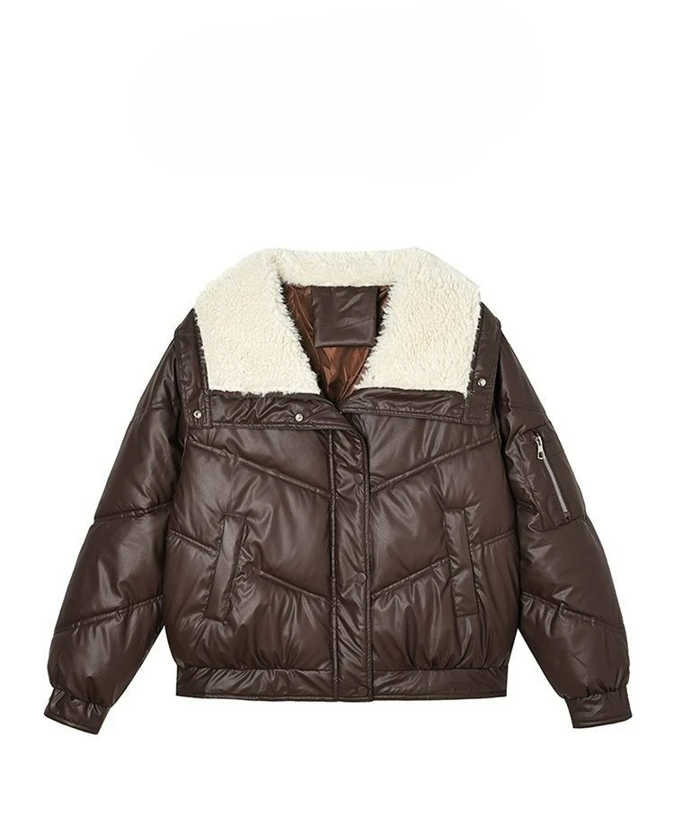 أزياء طية صدر السترة الياقة الشتاء الجديدة الملابس المبطنة بالقطن قصيرة الدافئة سميكة سترة النساء #4