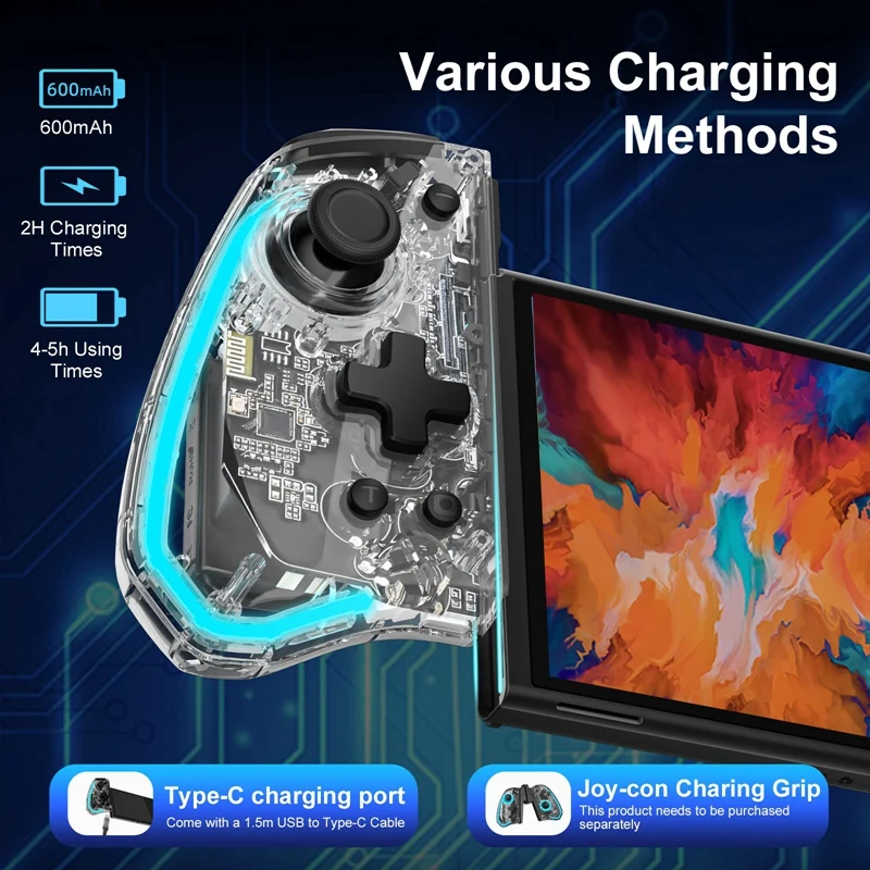 Imagem -02 - Joypad Analógico com Luz Elite Plus Stick sem Deadzone sem Deriva Fácil de Usar Switch Lite Oled