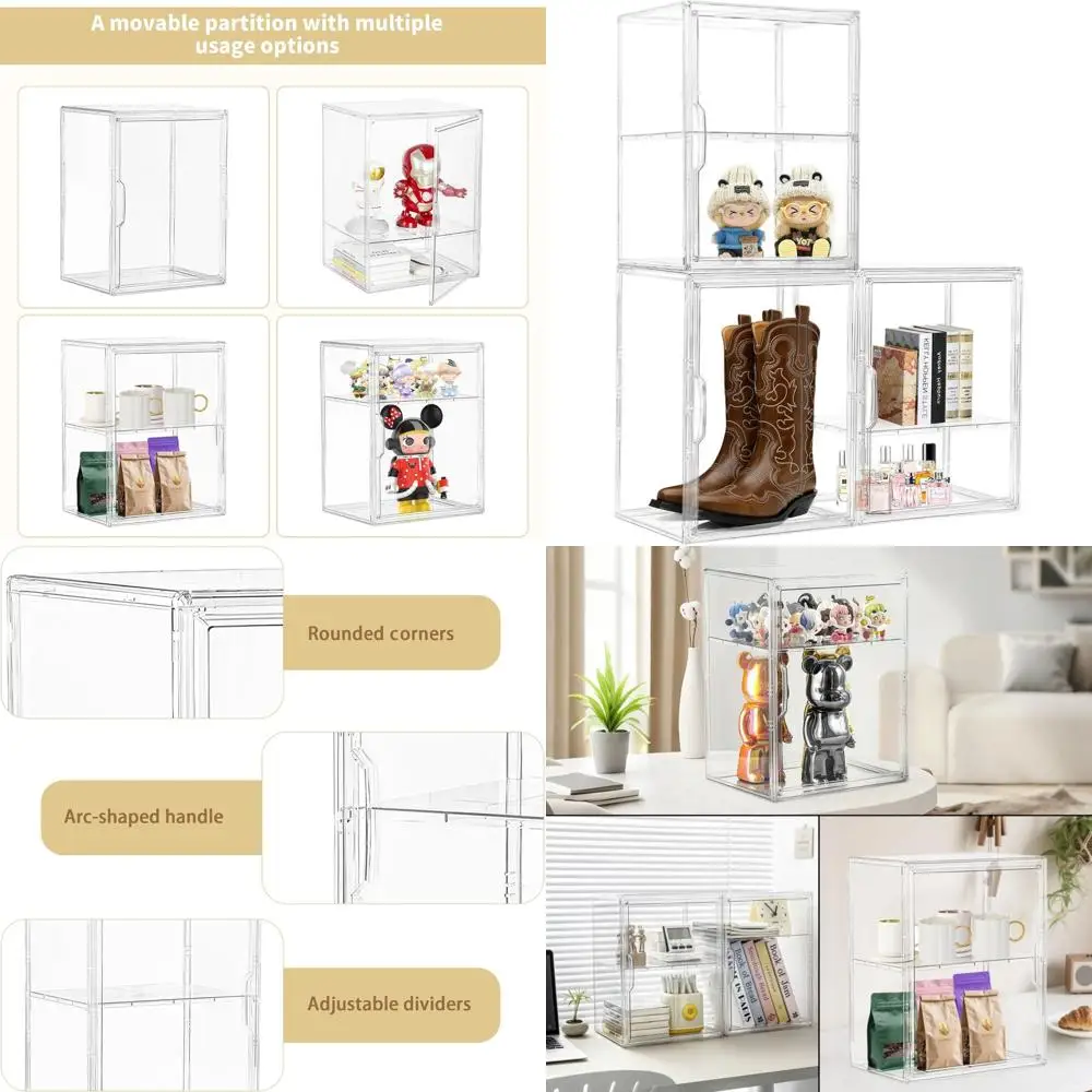 

Прозрачные штабелируемые акриловые контейнеры для хранения с магнитной крышкой, витрины для крупных коллекционных предметов, косметики, обуви, парфюмерии и прочего