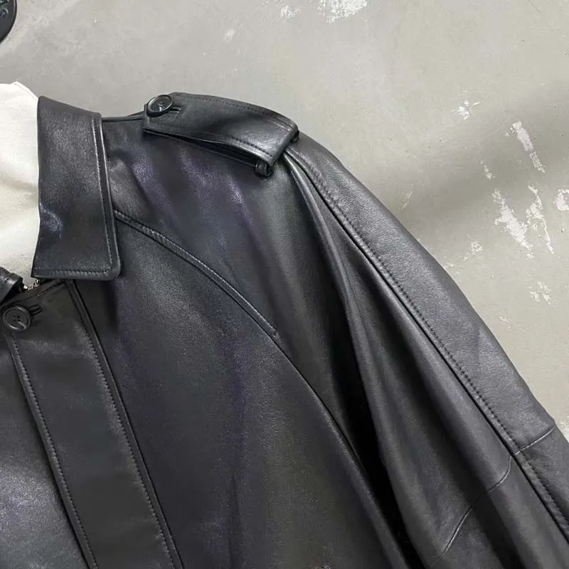 Frauen mantel herbst winter natürliche echte schaffell jacke lose weibliche kurze länge drehen-unten kragen kleidung hohe qualität