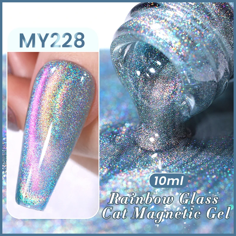BORN PRETTY 10ML Reflective Moonlight Cat Magnetic Gel Nail Polish Sparkling Glitter Vanish Semi Permanent for New Year Manicure