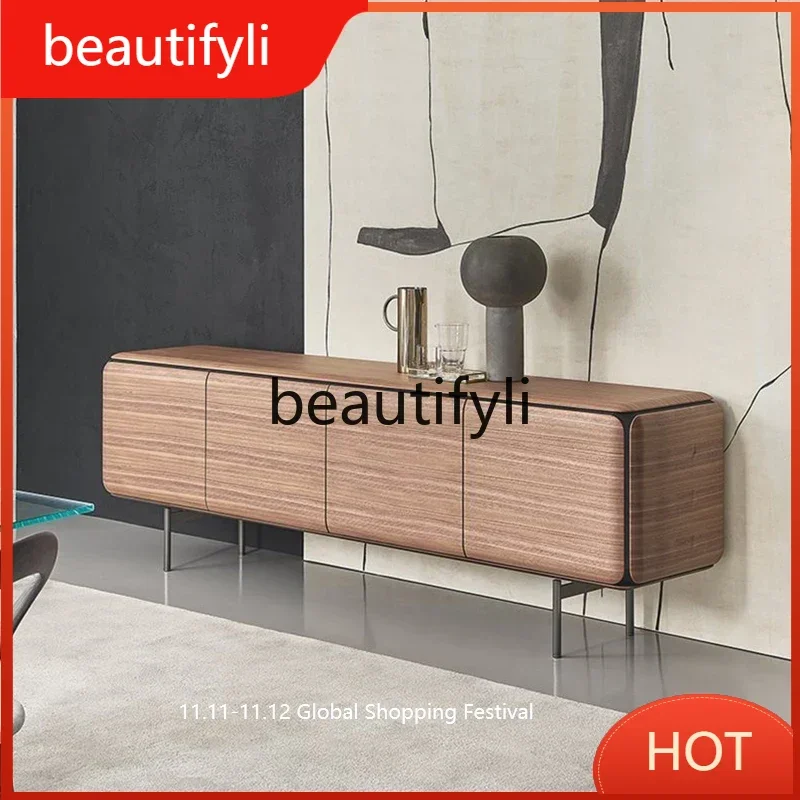 

Nordic solid wood TV cabinet Italian locker wabi sandy wind floor cabinet D80