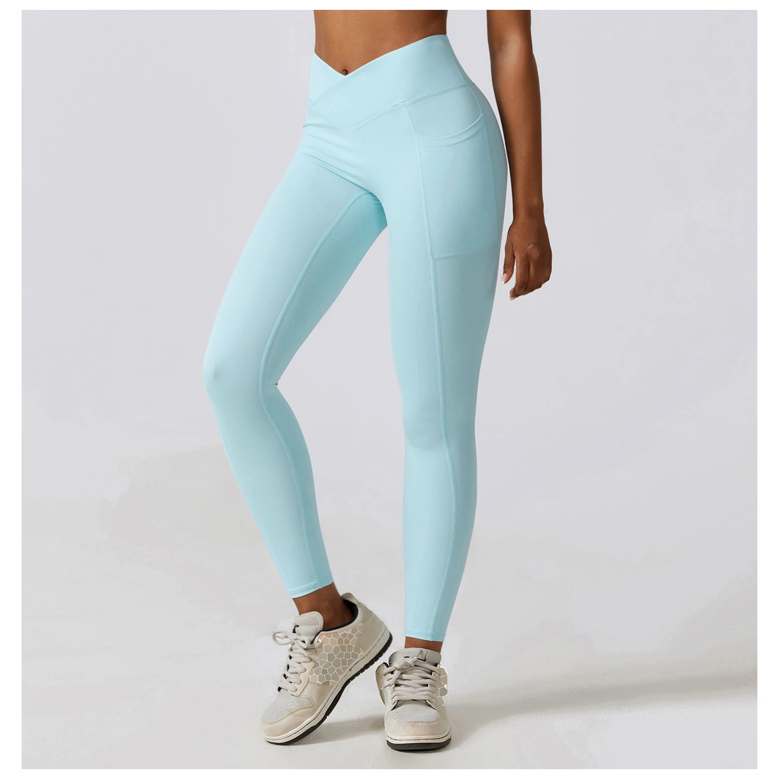 Mallas deportivas de cintura alta para mujer, pantalones de chándal ajustados con bolsillo, para correr al aire libre, Fitness, gimnasio, Yoga