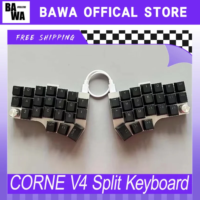 

CORNE V4 Split Keyboard Wired With Knob Hot Swap QMK Support VIAL Ergonimic Split Keyboard Type-C Customize PC Gamer Accessories