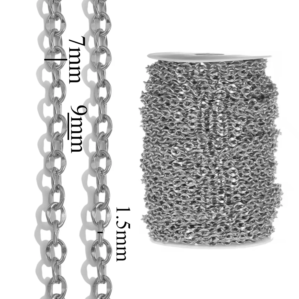 1 Meter Edelstahl Oval Link Kabel Ketten DIY Schmuck Machen Halskette Erkenntnisse Handwerk Armband Fußkettchen Körper Kette Großhandel