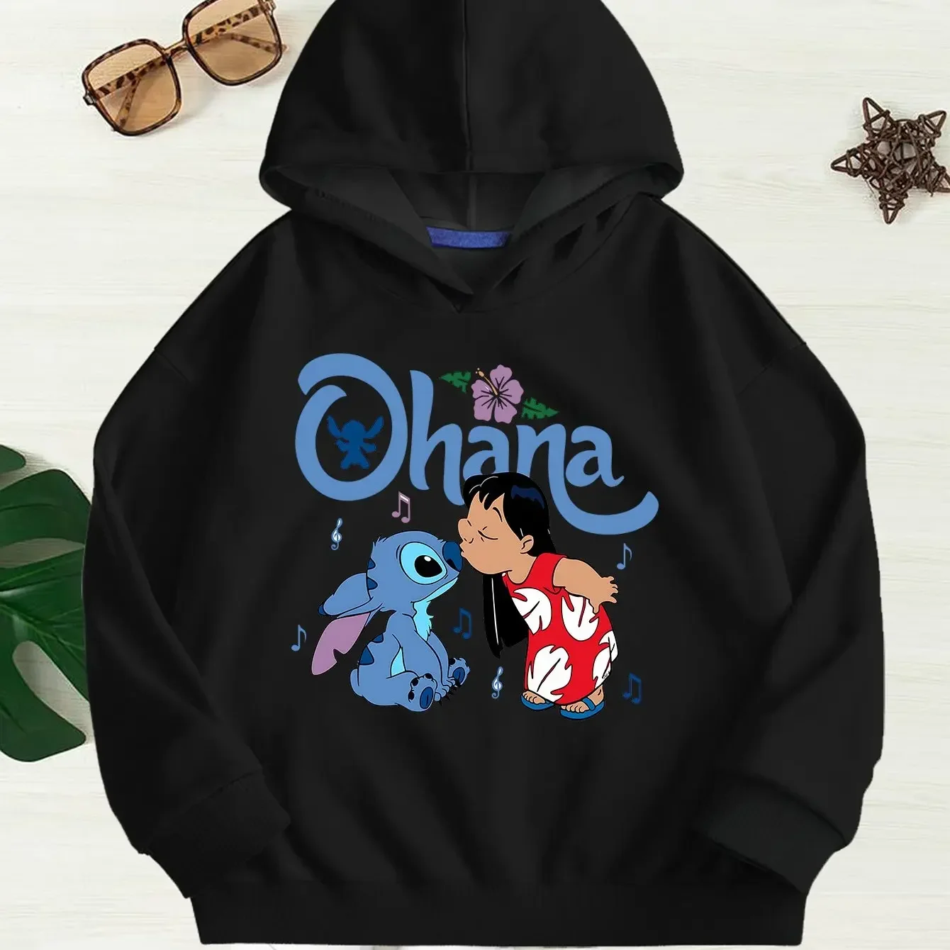 ديزني ليلو وستيتش "أوهانا" لحظات الانتفاخ القلب هوديي البلوز عادية مثالية لخريف وشتاء هوديي رياضي أنيق #3