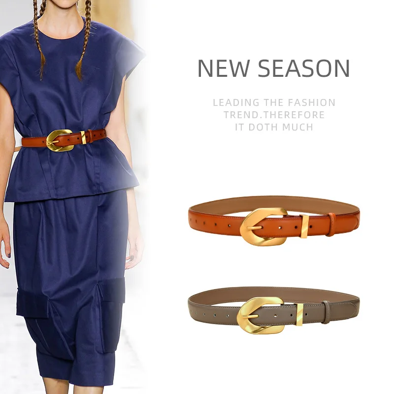 Retro style genuine leather belt women's pants belt versatile Korean style belt