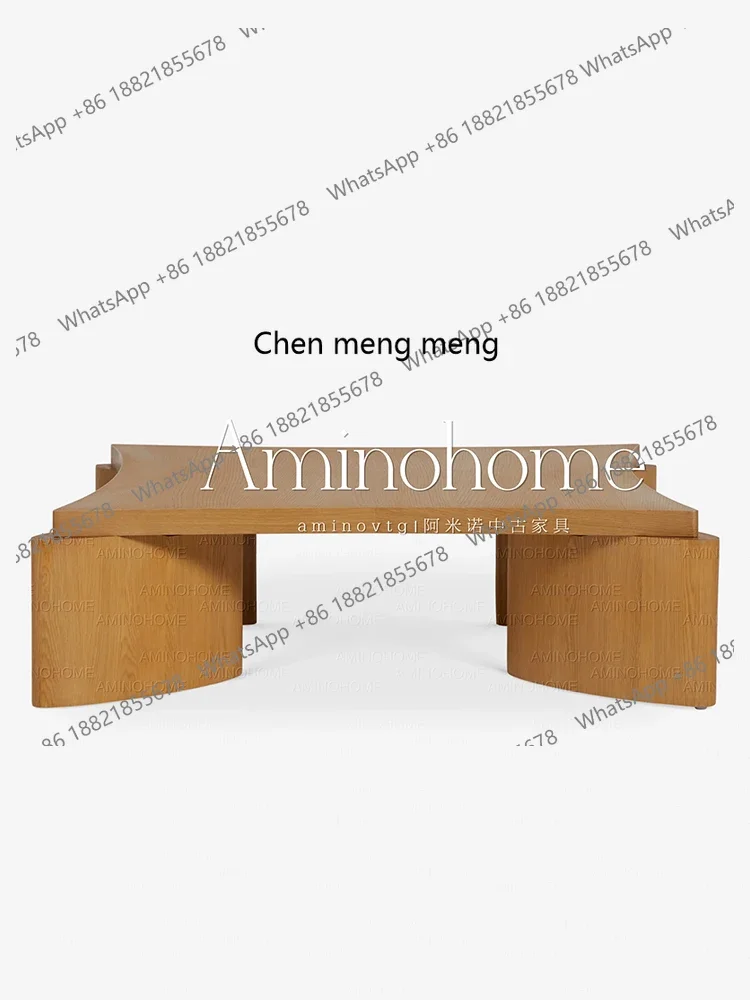 

Japanese-style wabi-sandy wind solid wood living room household small apartment designer simple small tea table