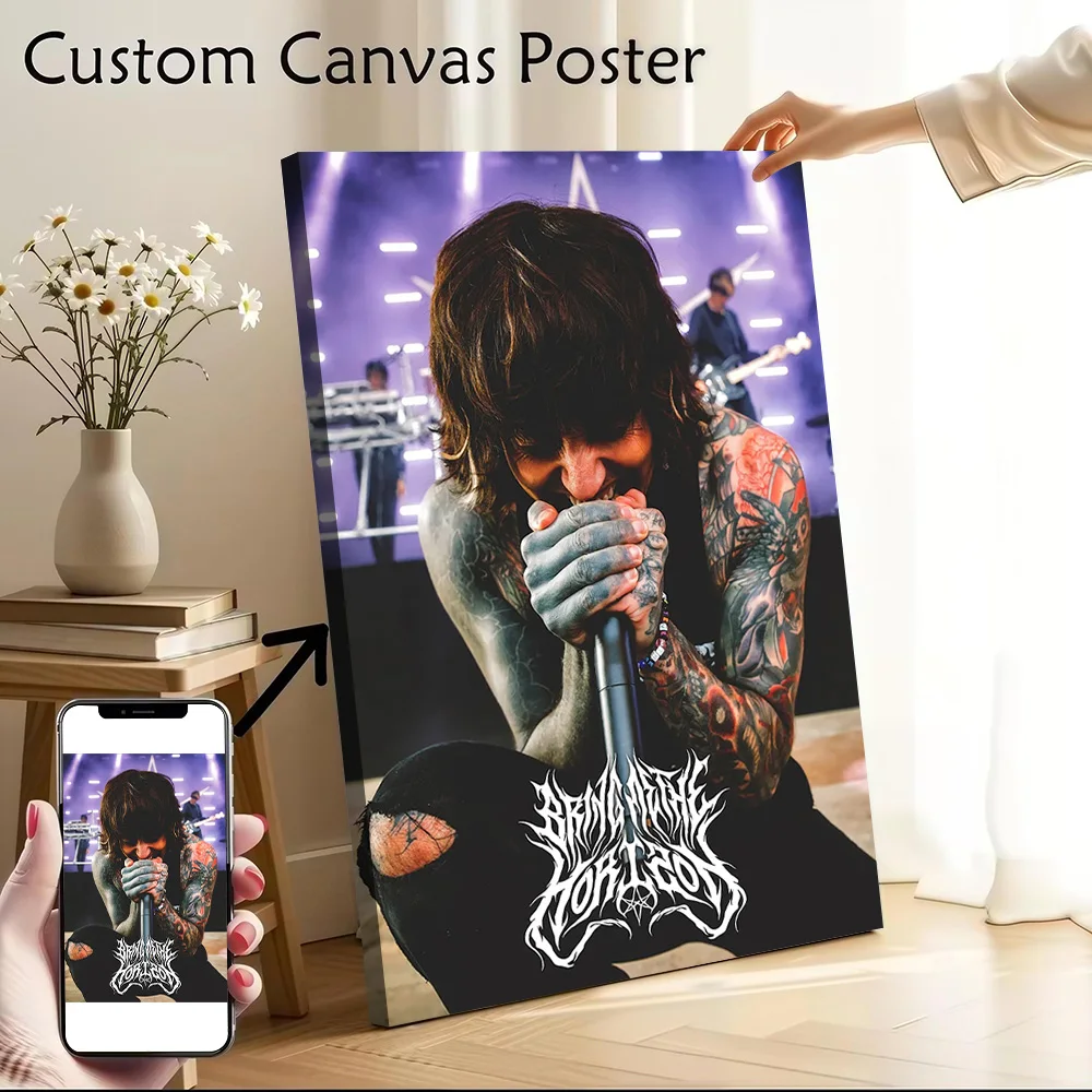 Bring Me The Horizon Singer on Stage Poster Canvas Wall Art Personalized Print Modern Painting Perfect Gift for Decor Luxury