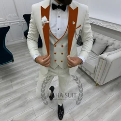 Men's Suit  Slim Tailored Tuxed Formal Wedding Suit 3-Piece  Full Set Banquet Groom's Suit