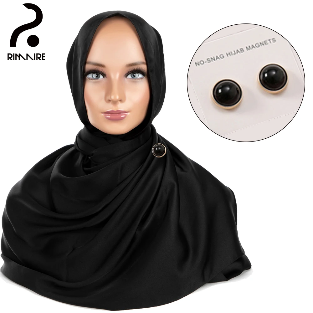 

Women's Muslim Hijab High Quality Solid Turban with No-snag Magnets Ladies Headscarf Shawl Wraps Gift Daily Wholesale RIMAIRE