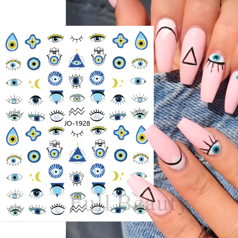 3D Blue Eye Design Naklejki na paznokcie Evil Eye Naklejki do zdobienia paznokci Akcesoria do manicure Letnie marmurowe tatuaże Folie