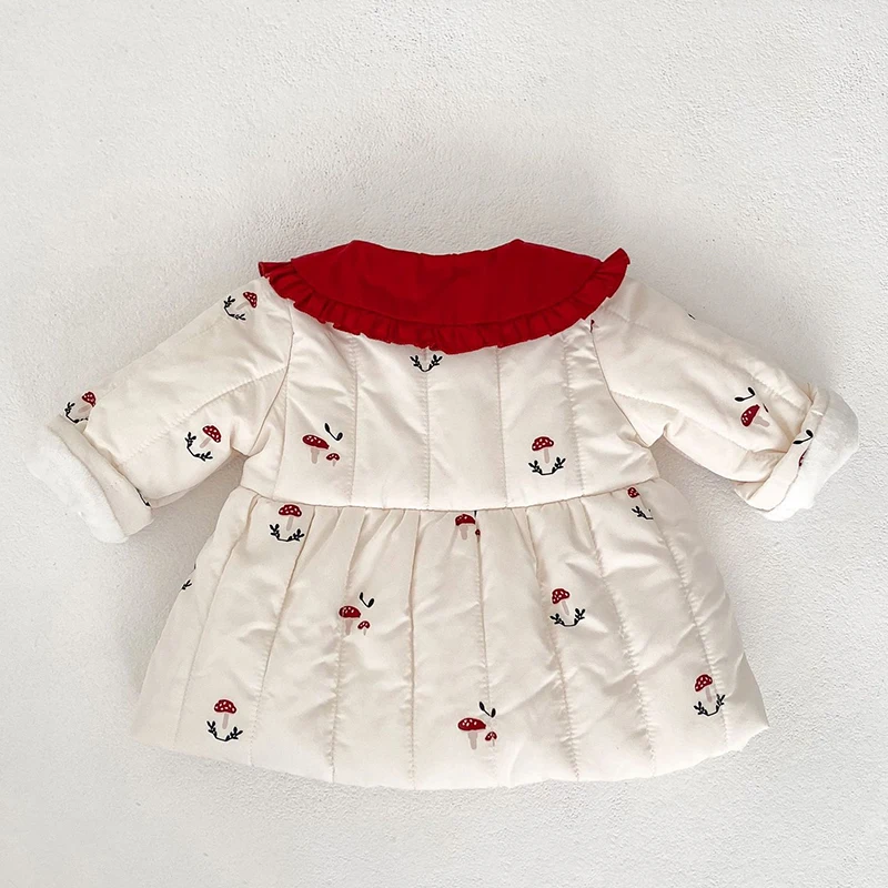 2024 neue Winter 0-3Yrs Kleinkind Baby Mädchen Jacke Lange Ärmeln Druck Verdicken Warme Strickjacke Mantel Neugeborenen Baby Mädchen Dicken Mantel