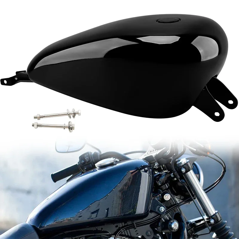 

14.4L 3.8 Gal Motorcycle Gloss BlackIron Retro Motorcycle Petrol Fuel Oil Gas Tank For Harley Sportster XL 883 1200 Models 07-up