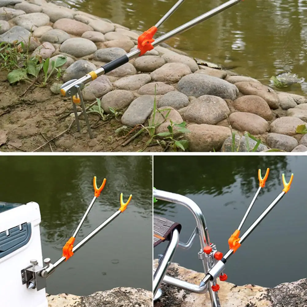 1.5/1.7/2.1/2.4M Stainless Steel Thickened Shrinkage Fishing Rod Bracket Fishing Dual Use Accessories Tool Outdoor