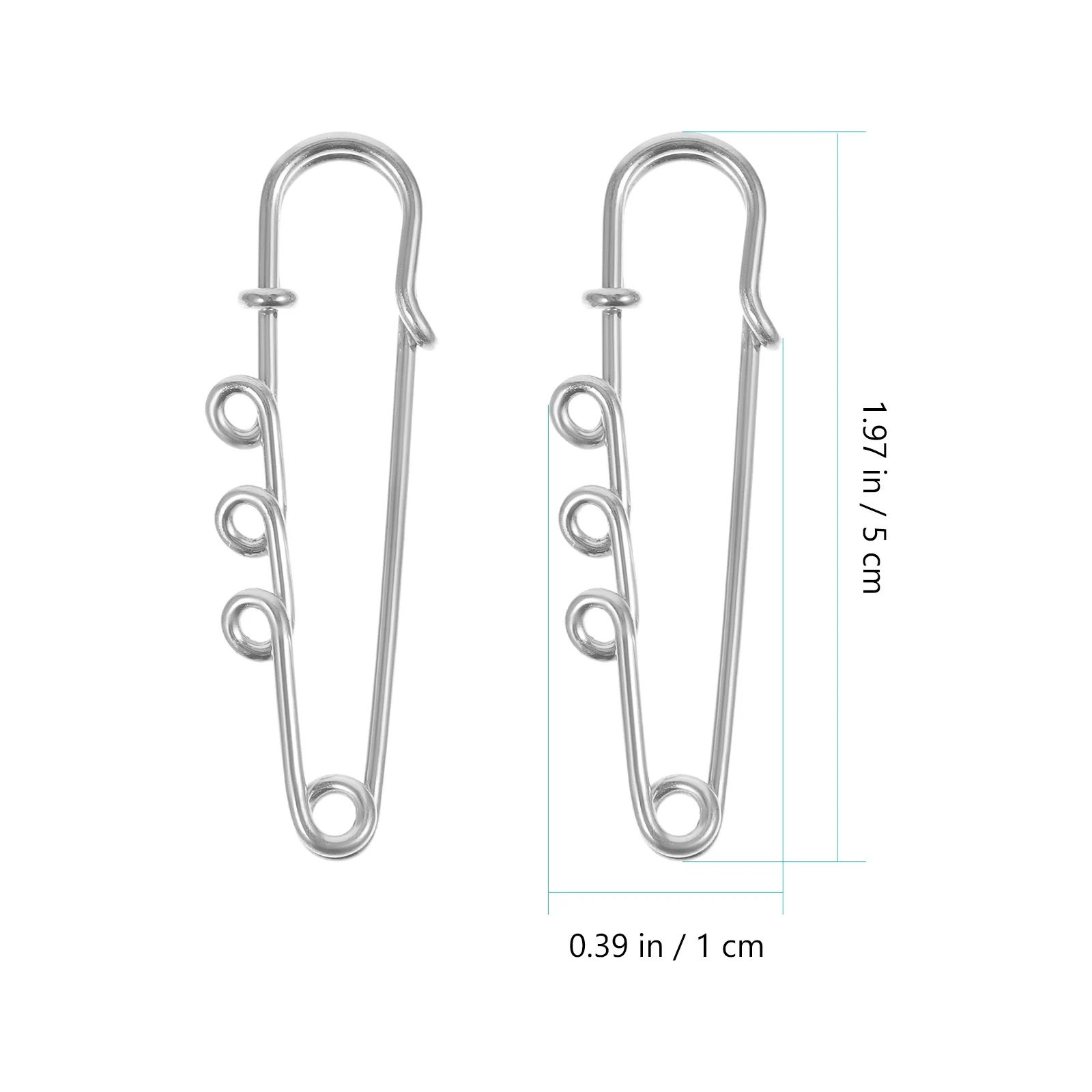 50 Pcs 3-Hole Safety Pin Small Pins for Clothes DIY Alloy Brooch Metal with Holes Brooches Accessories