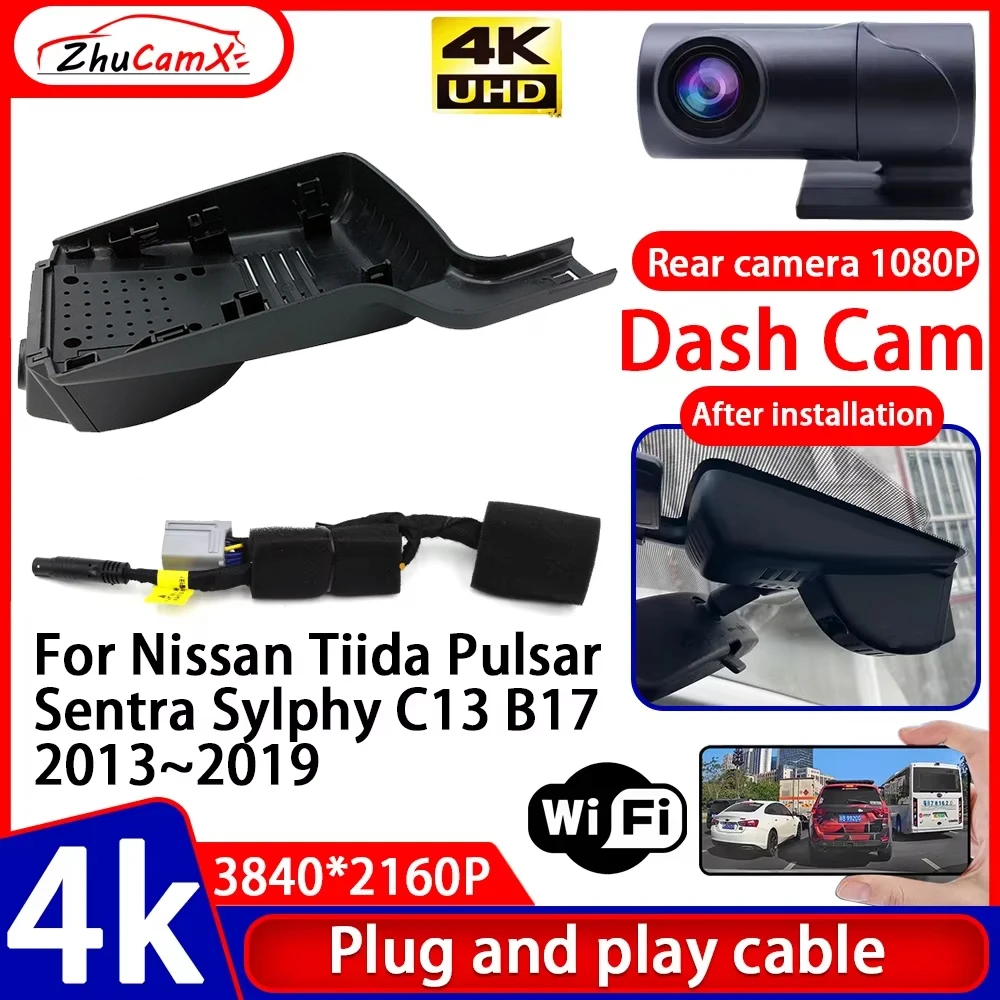 

ZhuCamX Video Recorder Night Visio 4K Plug and Play Car DVR Dash Cam for Nissan Tiida Pulsar Sentra Sylphy C13 B17 2013~2019