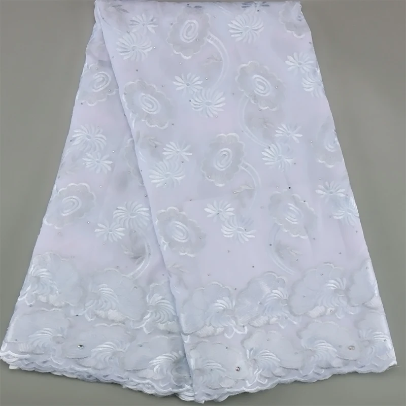 

Pure white African Lace Fabric High Quality 2023 Newest Nigeria Cotton Lace Fabric Swiss Voile Lace Fabric for Sew Wedding Party