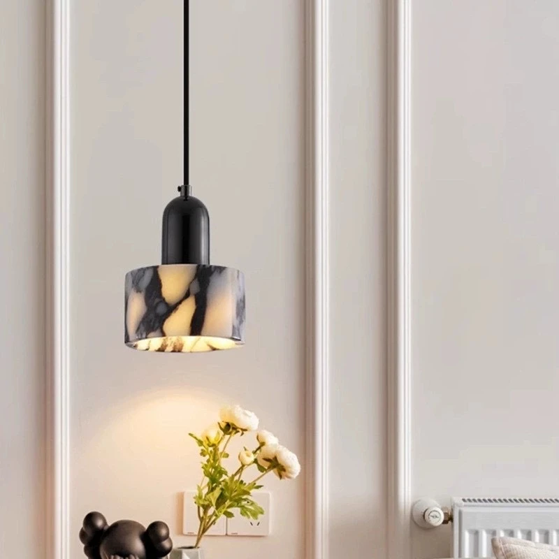 Lampu samping tempat tidur minimalis Italia kelas atas minimalis Nordic lampu gantung bermotif marmer