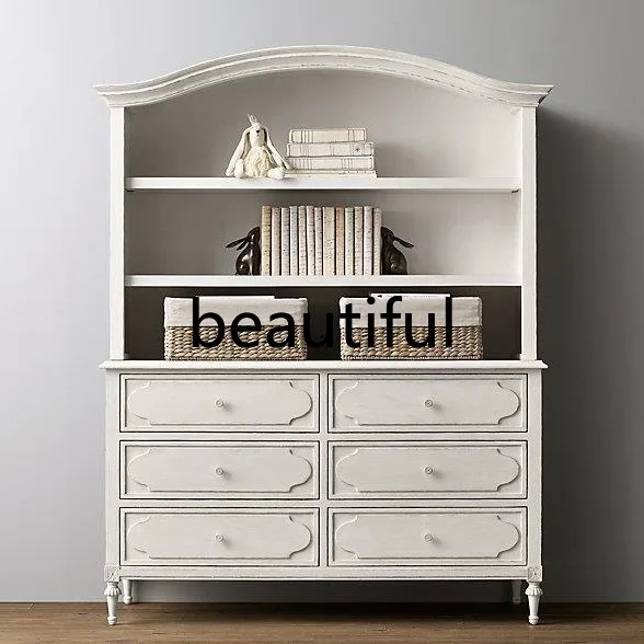 

French rural retro furniture Italian modern minimalist solid wood American minimalist bookcase