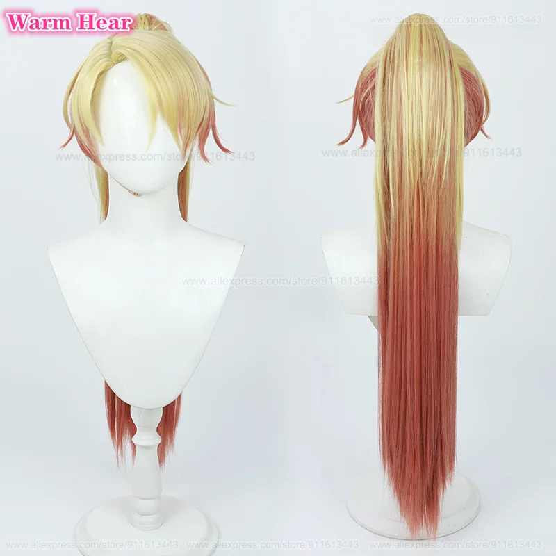 95cm Long Tenma Tsukasa Synthetic Hair Anime Yellow Orange Gradient Ponytail Clip Cosplay Anime Wig Heat Resistant Fibre Wigs