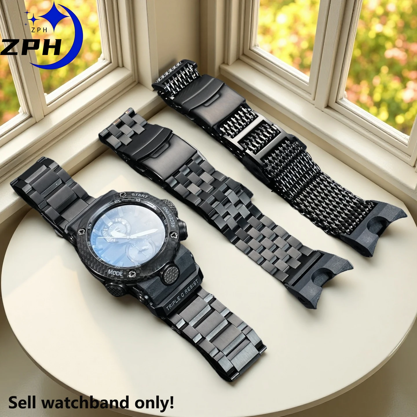 gwr-b1000-金属時計バンドカシオ-g-shock-エアヒーロー-5588-gwr-b1000-修正された固体ステンレス鋼メンズストラップブラックブレスレット