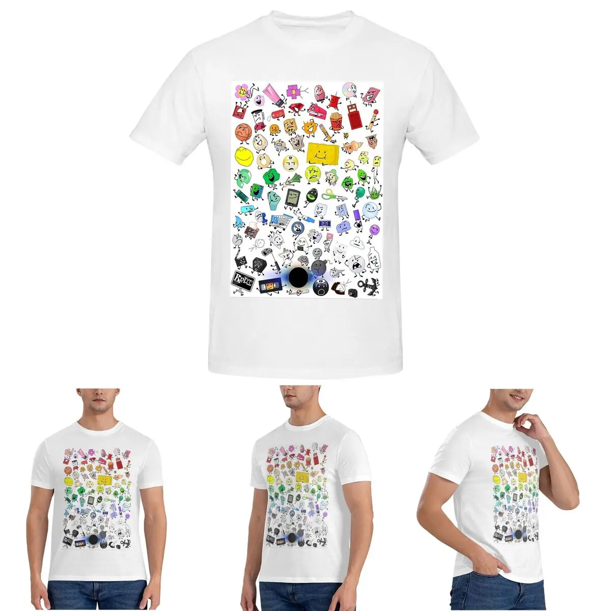 

Мужская футболка BFDI и TPOT Full Cast, хлопковые футболки большого размера, мужская летняя одежда с короткими рукавами и круглым вырезом, топы S-6XL