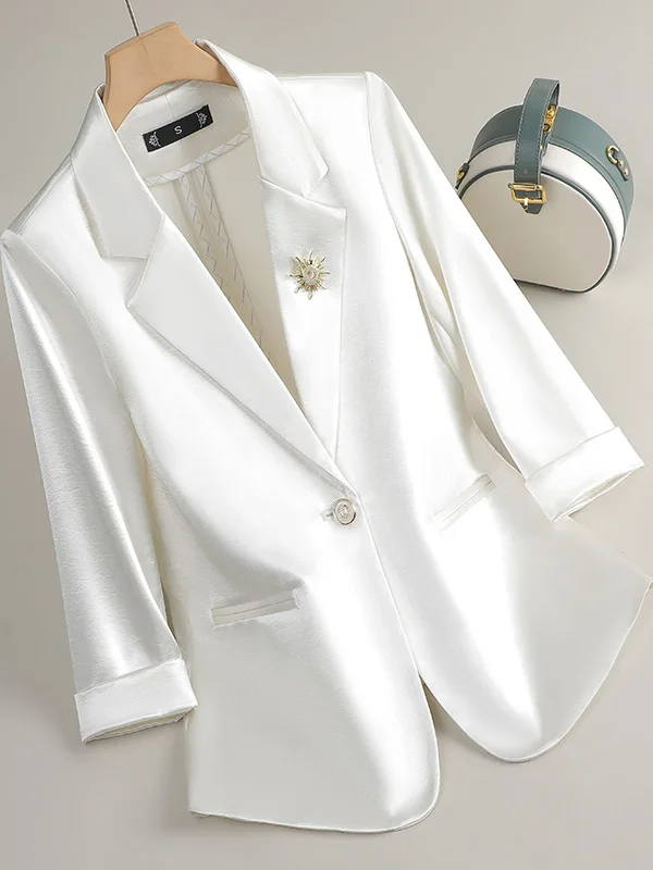 

Acetate Satin Fabric Women's Suit Jaet Summer 2025 New Profional Casual Sle Top Quali Chinese Production Thin Model