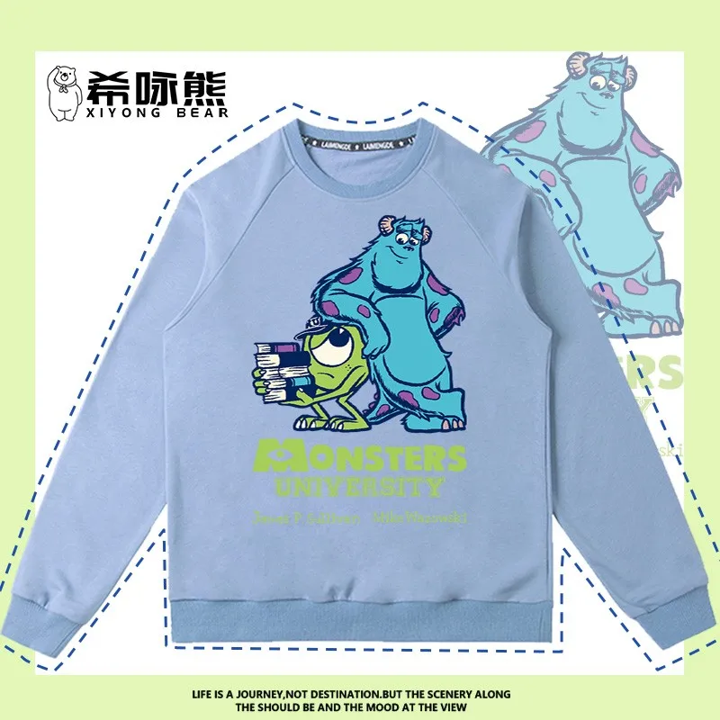 Disney Monster University Joint Hoodie Men's Round Neck Spring Big Eyes Blue Fur Monster Printed Clothes Children's Coat