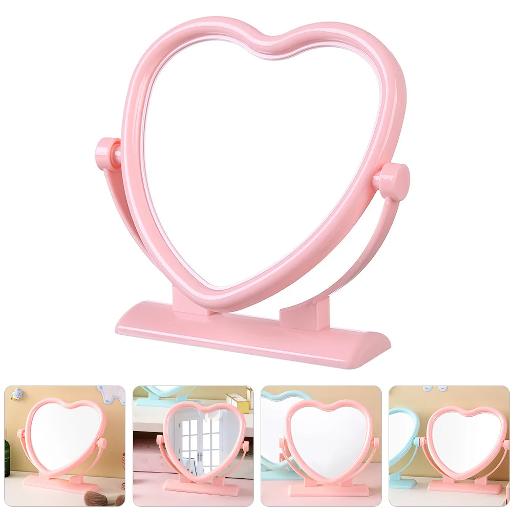Heart Shaped Double-Sided Tabletop Mirror Compact Portable Desk Mirror for Bedroom Decor